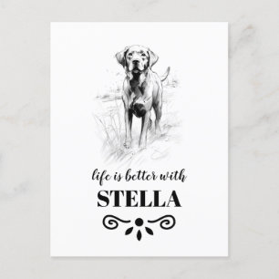 Labrador Life is better with Custom Dog Name Postcard