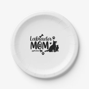 Labrador Mom SVG � Dog Silhouette & Paw Print Desi Paper Plate
