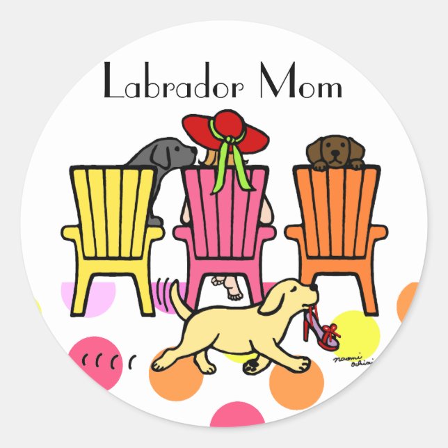 Labrador Mum at Poolside Classic Round Sticker (Front)