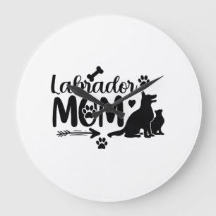 Labrador Mum SVG � Dog Silhouette & Paw Print Desi Large Clock