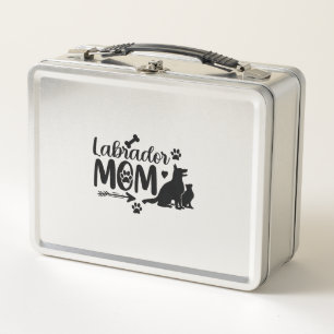 Labrador Mum SVG � Dog Silhouette & Paw Print Desi Metal Lunch Box