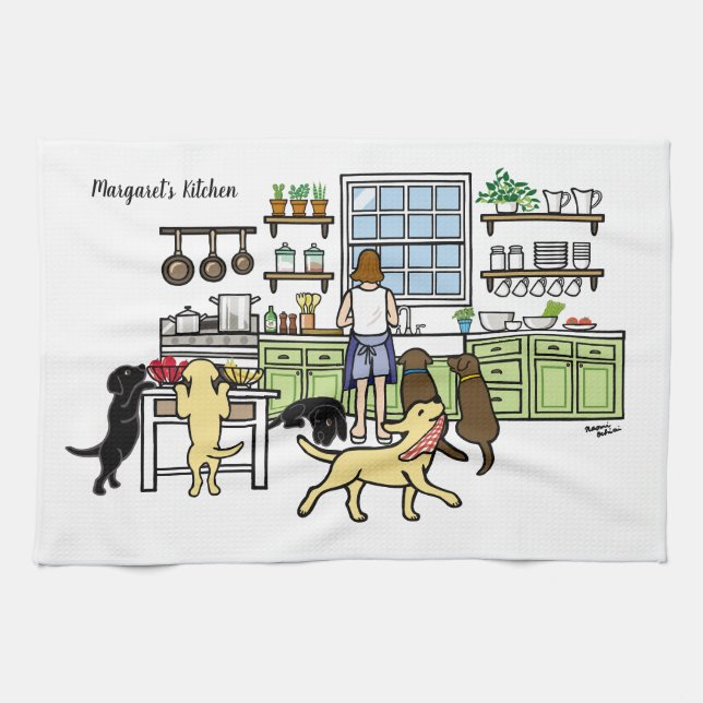 Labrador Mum's Kitchen Tea Towel (Horizontal)
