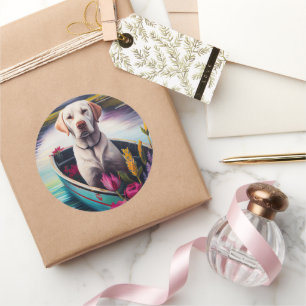 Labrador on a Paddle: A Scenic Adventure Classic Round Sticker