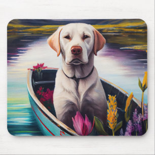 Labrador on a Paddle: A Scenic Adventure Mouse Mat