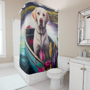 Labrador on a Paddle: A Scenic Adventure Shower Curtain