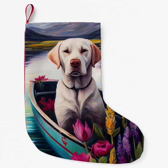 Labrador on a Paddle: A Scenic Adventure Small Christmas Stocking (Front)