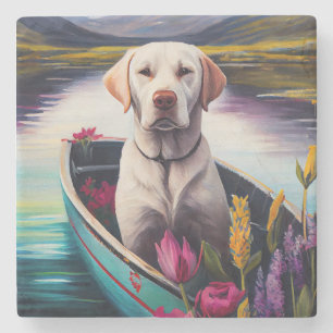 Labrador on a Paddle: A Scenic Adventure Stone Coaster
