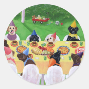Labrador Party Classic Round Sticker