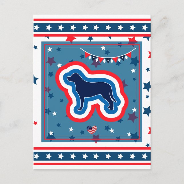 Labrador Patriotic Red White And Blue 4th Of July Holiday Postcard (Front)