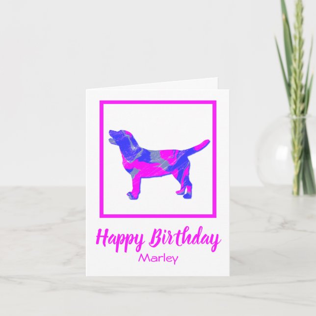 Labrador Pink Silhouette Dog Funny Birthday Card (Front)