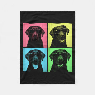 Labrador Pop Art Funny Black Lab Dog Lover Photo Fleece Blanket