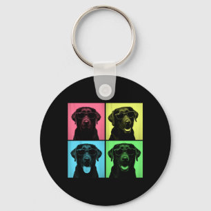 Labrador Pop Art Funny Black Lab Dog Lover Photo Key Ring