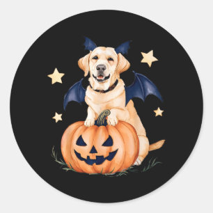 Labrador Pumpkin Witch Golden Labrador Halloween Classic Round Sticker