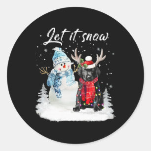 Labrador Pup Santa Dog Christmas Snowman Xmas Paja Classic Round Sticker
