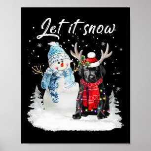 Labrador Pup Santa Dog Christmas Snowman Xmas Paja Poster