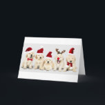 Labrador Puppies - Christmas Card<br><div class="desc">Cuteness overload,  with this beautiful group of puppies,  all set to celebrate Christmas. A wonderful row of cream Labrador puppies. A great Christmas holiday greeting card.</div>