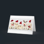 Labrador Puppies - Christmas Card<br><div class="desc">Cuteness overload,  with this beautiful group of puppies,  all set to celebrate Christmas. A wonderful row of cream Labrador puppies. A great Christmas holiday greeting card.</div>
