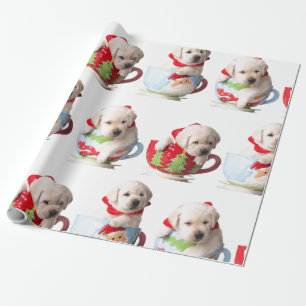 LABRADOR PUPPIES IN A CUP CHRISTMAS GIFT WRAPPING WRAPPING PAPER