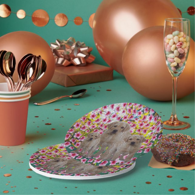 Labrador Puppies Oil Paint, Paper Plate (Multi)