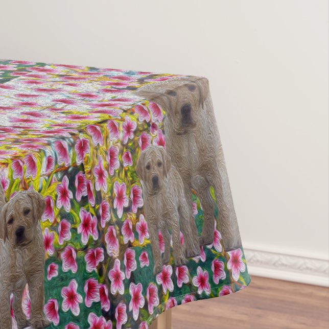 Labrador Puppies Oil Paint, Tablecloth (In Situ)