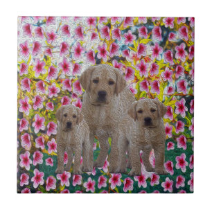 Labrador Puppies Oil Paint, Tile