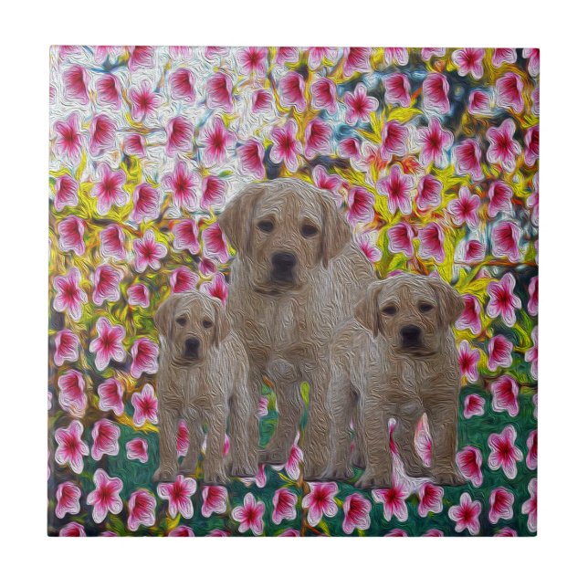 Labrador Puppies Oil Paint, Tile (Front)