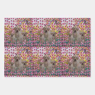 Labrador Puppies On Blossoms, Gift Wrap Sheets,