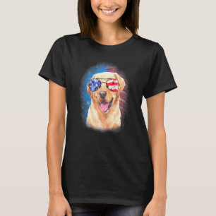 Labrador Puppy American Independence Day Flag T-Shirt
