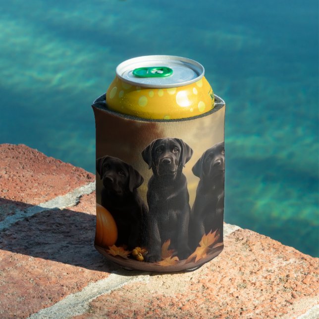 Labrador Puppy Autumn Delight Pumpkin  Can Cooler (In Situ Pool)