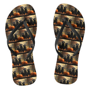 Labrador Puppy Autumn Delight Pumpkin Flip Flops
