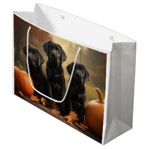 Labrador Puppy Autumn Delight Pumpkin  Large Gift Bag