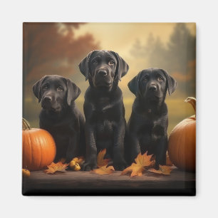 Labrador Puppy Autumn Delight Pumpkin Magnet
