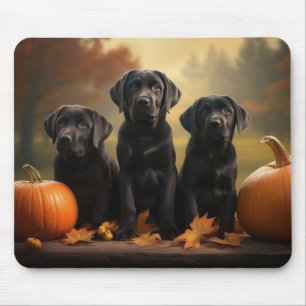 Labrador Puppy Autumn Delight Pumpkin  Mouse Mat