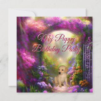Labrador Puppy Birthday Party Secret Garden  Invitation