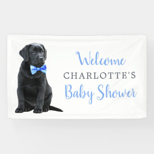 Labrador Puppy Dog Blue Boy Baby Shower Banner