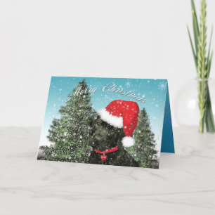 Labrador Puppy Merry Christmas Santa Hat Holiday Card