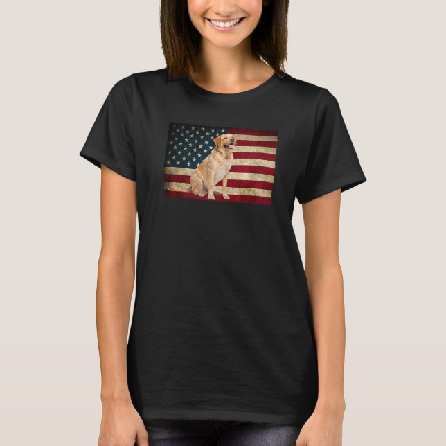 Labrador retriever American Flag labra dog Animal  T-Shirt (Front)