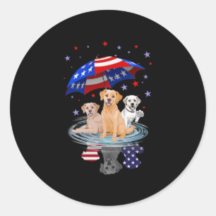 Labrador Retriever American Flag Shadow Classic Round Sticker