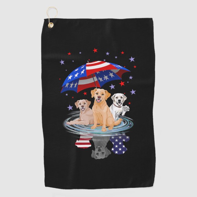 Labrador Retriever American Flag Shadow Golf Towel (Front)