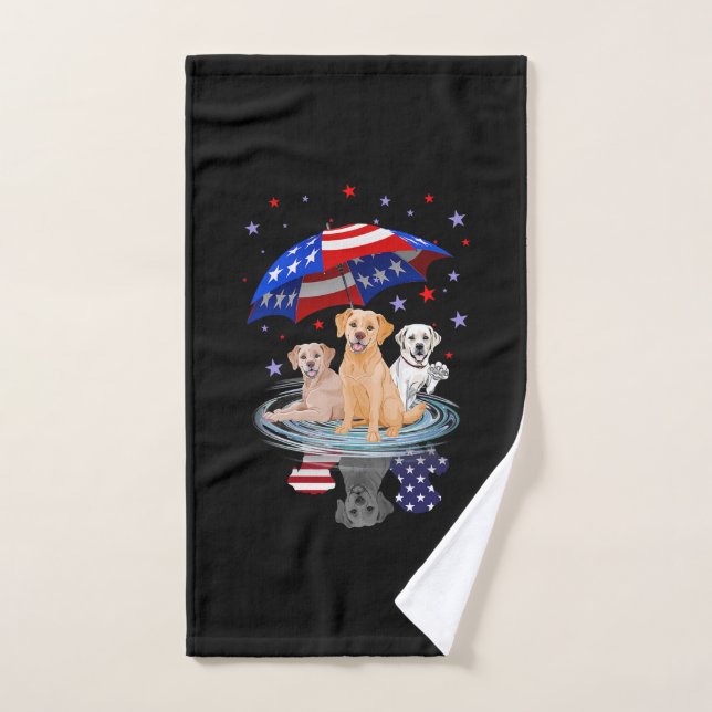 Labrador Retriever American Flag Shadow Hand Towel (Hand Towel)