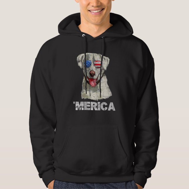 Labrador Retriever American Usa Flag 4th Of July F Hoodie (Front)