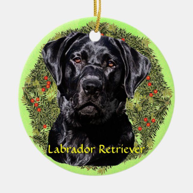 Labrador Retriever Art Ceramic Tree Decoration (Front)
