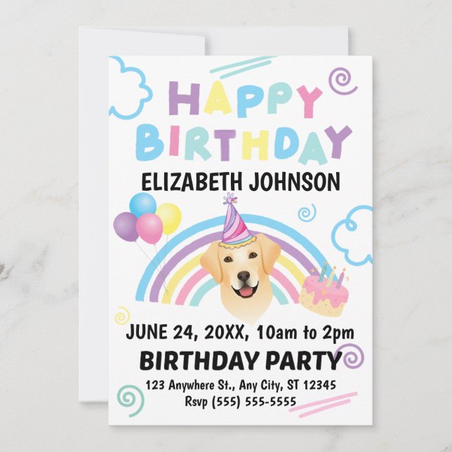 Labrador Retriever Birthday Invitation (Front)