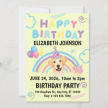Labrador Retriever Birthday Party Invitation Yello