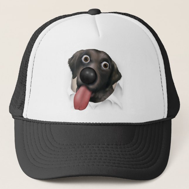 Labrador Retriever (Black) Busting Out Trucker Hat (Front)