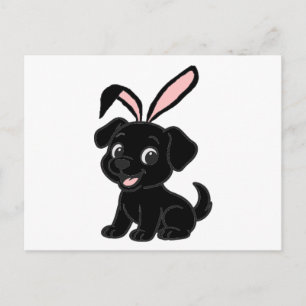 Labrador Retriever Black Easter Sitting Cartoon Postcard