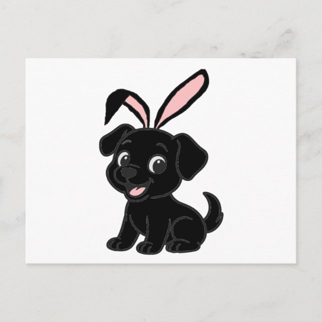 Labrador Retriever Black Easter Sitting Cartoon Postcard (Front)