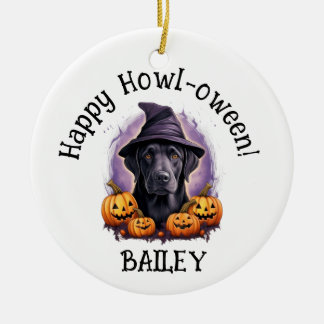 Labrador Retriever Black Lab Dog Halloween Ceramic Tree Decoration