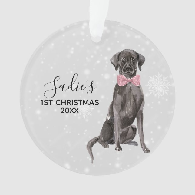 Labrador Retriever Black Lab Holiday Christmas Ornament (Front)
