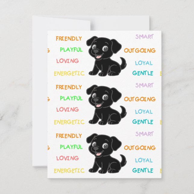 Labrador Retriever Black Lab Traits Card (Front)